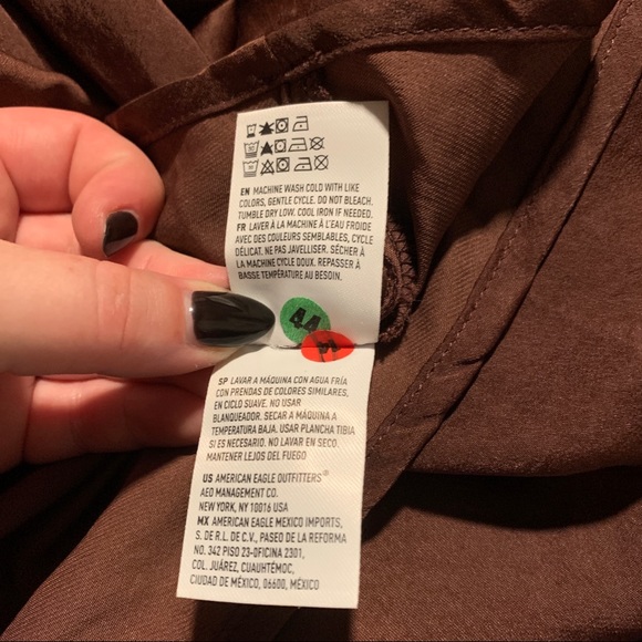 AEO Off-Shoulder Maroon Silky Top - Picture 5 of 7